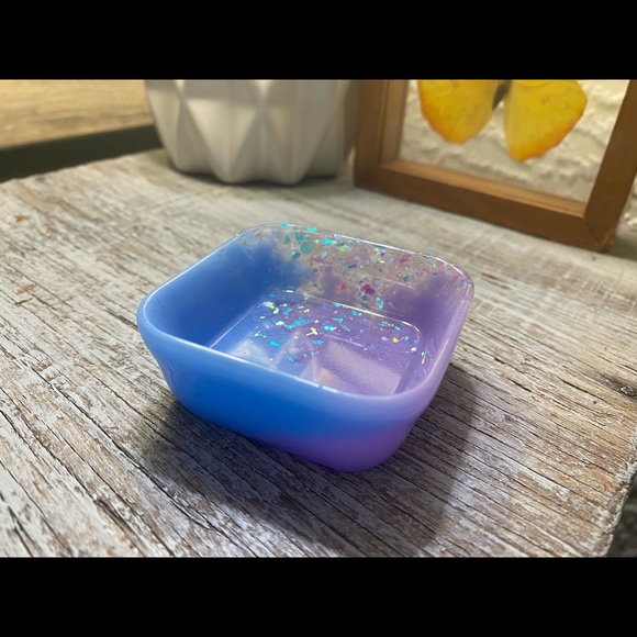 Jewelry Tray - Purple + Blue + Rainbow Iridescent Confetti - Square Dish - Picture 8 of 16